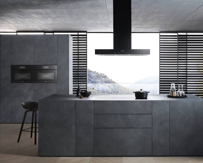 Miele DA 6698 W Puristic Edition 6000 Obsidian Black, model DA 6698 W Puristic Edition 6000 — ventilation hoods specified and installed by iKitchen Cabinetry, view 3