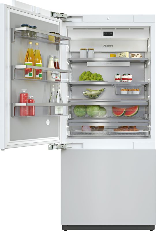 Miele 36" MasterCool bottom-mount unit, model KF 2912 Vi — built-in bottom mounts specified and installed by iKitchen Cabinetry