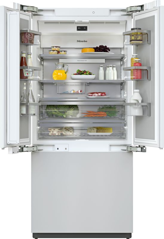 Miele 36" MasterCool FrenchDoor bottom-mount unit, model KF 2982 Vi — built-in bottom mounts specified and installed by iKitchen Cabinetry