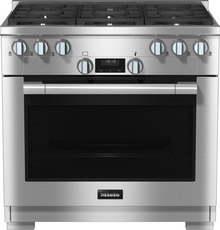 Miele 36" Range, All-gas model with DirectSelect controls (HR 1134-3 LP AG), model HR 1134-3 LP AG — ranges specified and installed by iKitchen Cabinetry