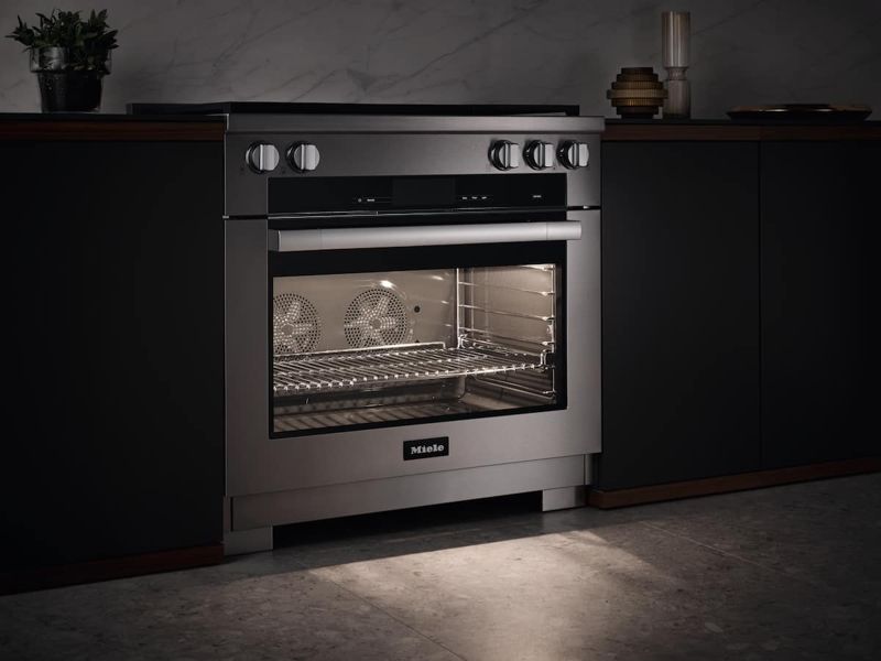 Miele 36" Range HR 1936-3 G DF GD Stainless steel/Clean Touch Steel, model HR 1936-3 G DF GD — ranges specified and installed by iKitchen Cabinetry, view 4
