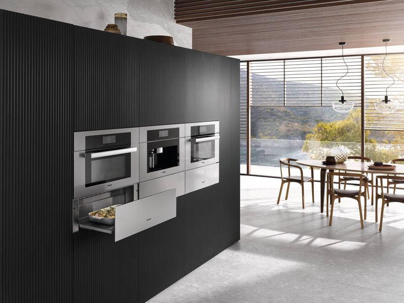 Miele Handleless Gourmet warming drawer, 30" width and 9 3/16" height, model ESW 7570 — warming & vacuum-sealing drawers specified and installed by iKitchen Cabinetry, view 2