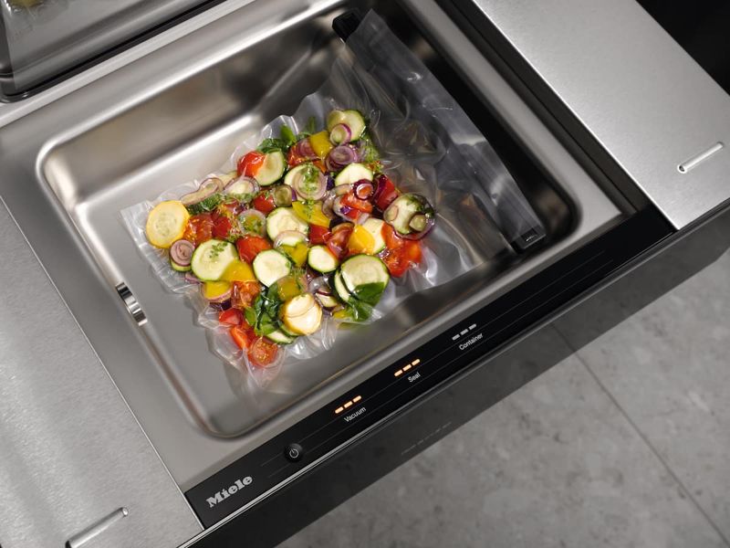 Miele Handleless vacuum sealing drawer, 30" width and 9 3/16" height, model EVS 7670 — warming & vacuum-sealing drawers specified and installed by iKitchen Cabinetry, view 2