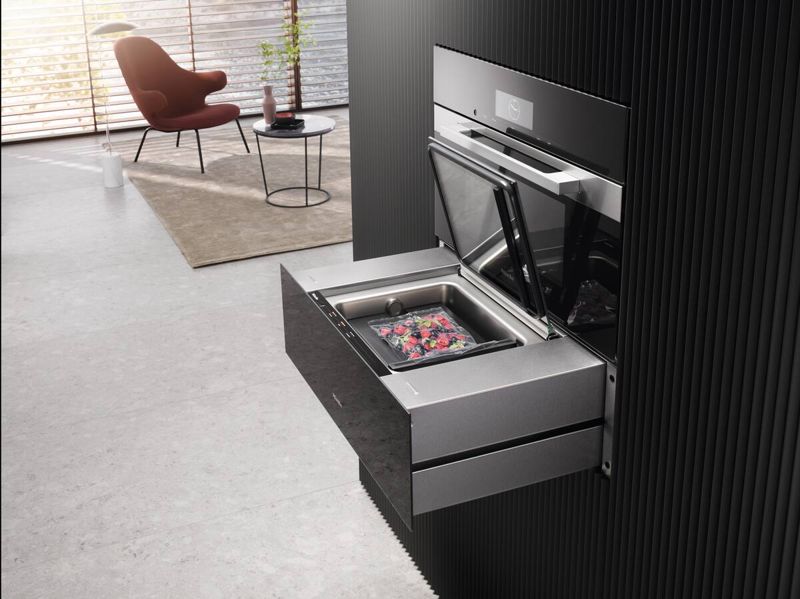 Miele Handleless vacuum sealing drawer, 30" width and 9 3/16" height, model EVS 7670 — warming & vacuum-sealing drawers specified and installed by iKitchen Cabinetry, view 3