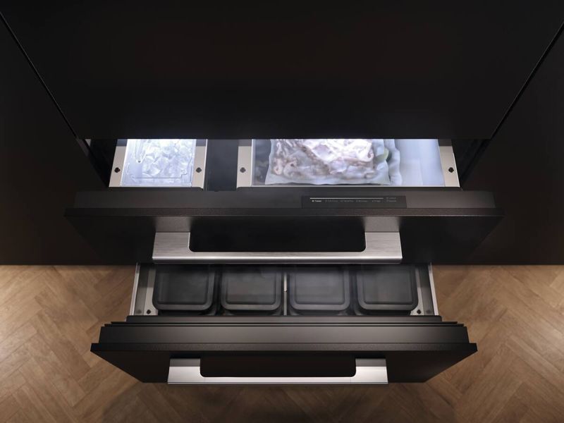 Miele 36" MasterCool bottom-mount unit KFMC 3846 R Compatible with furniture fronts, model KFMC 3846 R — built-in bottom mounts specified and installed by iKitchen Cabinetry, view 3