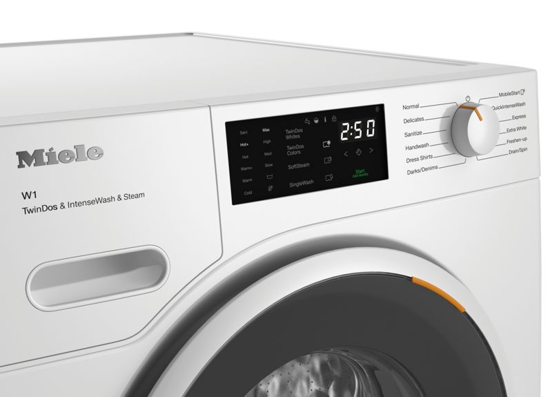 Miele W1 Front-Loading Washing Machine WXF980 WCS TDos&IWash&Steam, model WXF980 WCS TDos&IWash&Steam — washing machines specified and installed by iKitchen Cabinetry, view 4