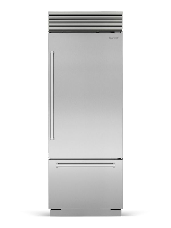 Sub-Zero 30" Classic Over-and-Under Refrigerator/Freezer, model CL3050U/S/P/R — over-and-under specified and installed by iKitchen Cabinetry