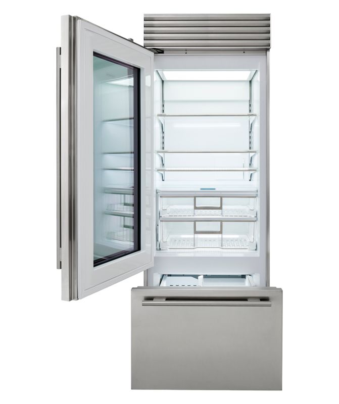 Sub-Zero 30" Classic Over-and-Under Refrigerator/Freezer with Glass Door - Panel Ready, model CL3050UG/O/L — over-and-under specified and installed by iKitchen Cabinetry, view 2