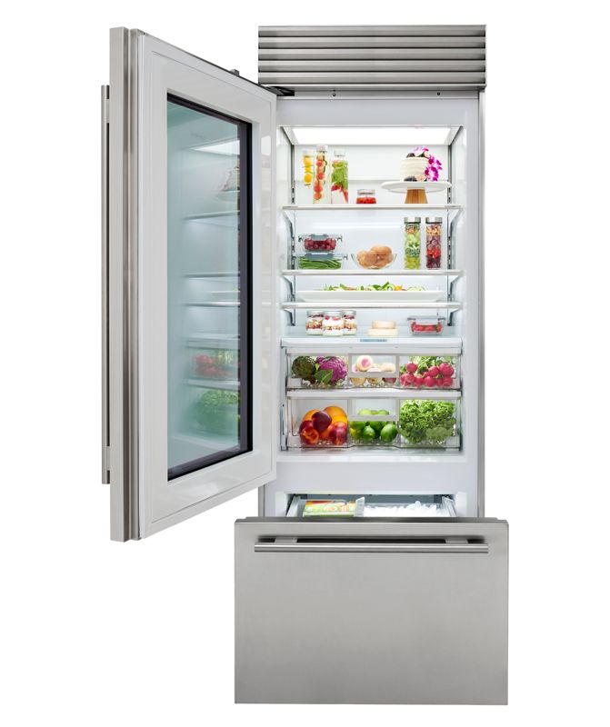 Sub-Zero 30" Classic Over-and-Under Refrigerator/Freezer with Glass Door - Panel Ready, model CL3050UG/O/L — over-and-under specified and installed by iKitchen Cabinetry, view 3