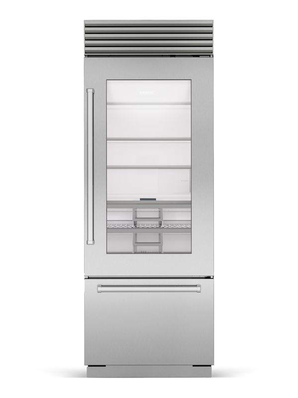 Sub-Zero 30" Classic Over-and-Under Refrigerator/Freezer with Glass Door, model CL3050UG/S/P/R — over-and-under specified and installed by iKitchen Cabinetry