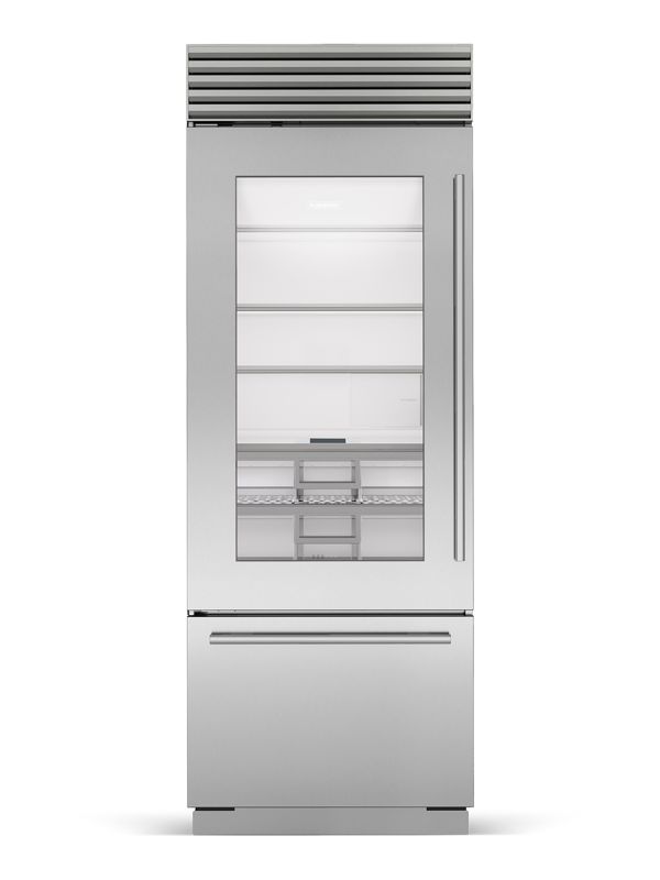 Sub-Zero 30" Classic Over-and-Under Refrigerator/Freezer with Glass Door, model CL3050UG/S/T/L — over-and-under specified and installed by iKitchen Cabinetry
