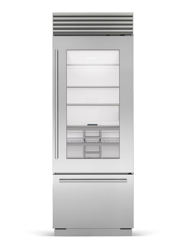 Sub-Zero 30" Classic Over-and-Under Refrigerator/Freezer with Glass Door, model CL3050UG/S/T/R — over-and-under specified and installed by iKitchen Cabinetry