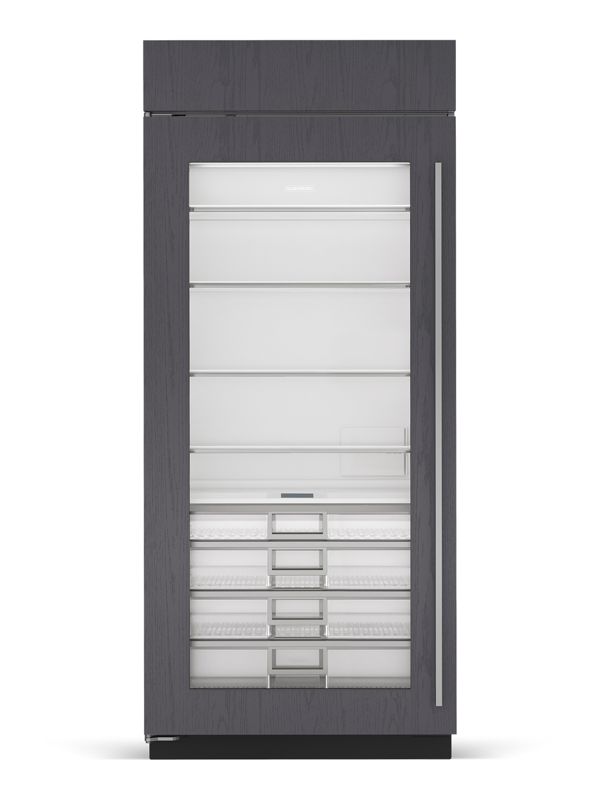 Sub-Zero 36" Classic Refrigerator with Glass Door - Panel Ready, model CL3650RG/O/L — column refrigeration specified and installed by iKitchen Cabinetry