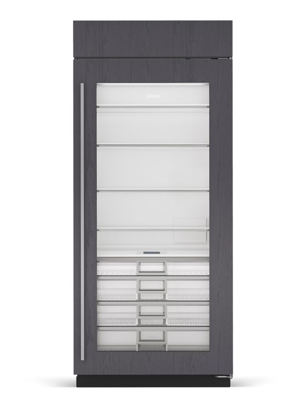 Sub-Zero 36" Classic Refrigerator with Glass Door - Panel Ready, model CL3650RG/O/R — column refrigeration specified and installed by iKitchen Cabinetry