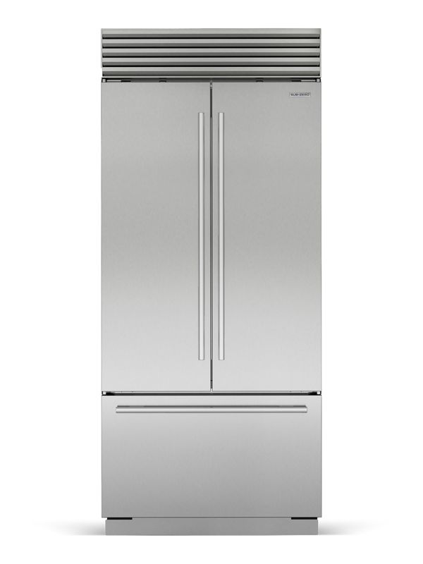 Sub-Zero 36" Classic French Door Refrigerator/Freezer, model CL3650UFD/S/T — french doors specified and installed by iKitchen Cabinetry
