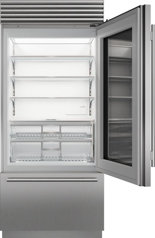 Sub-Zero 36" Classic Over-and-Under Refrigerator/Freezer with Glass Door - Panel Ready, model CL3650UG/O/L — over-and-under specified and installed by iKitchen Cabinetry, view 3