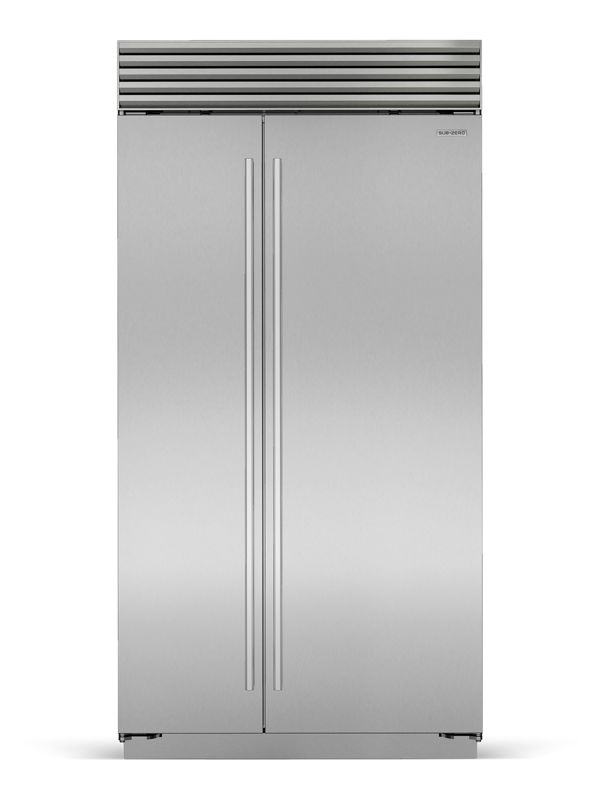 Sub-Zero 42" Classic Side-by-Side Refrigerator/Freezer, model CL4250S/S/T — side-by-side specified and installed by iKitchen Cabinetry