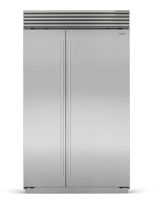 Sub-Zero 48" Classic Side-by-Side Refrigerator/Freezer, model CL4850S/S/T — side-by-side specified and installed by iKitchen Cabinetry