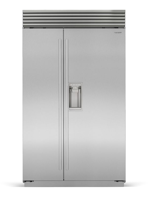 Sub-Zero 48" Classic Side-by-Side Refrigerator/Freezer with Dispenser, model CL4850SD/S/T — side-by-side specified and installed by iKitchen Cabinetry