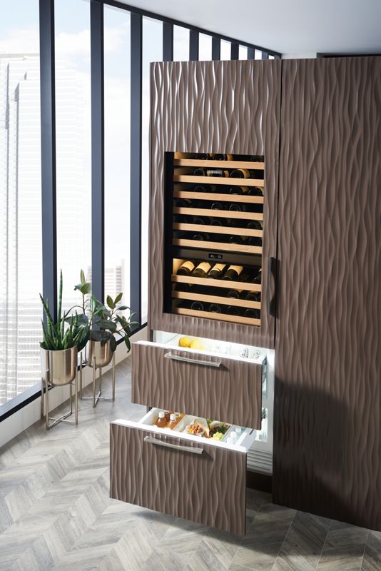 Sub-Zero 30" Designer Wine Storage with Refrigerator Drawers - Panel Ready, model DET3050WRA/L — wine storage specified and installed by iKitchen Cabinetry, view 4
