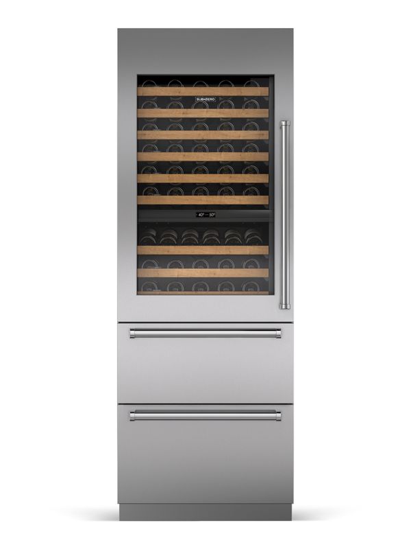 Sub-Zero 30" Designer Wine Storage with Refrigerator Drawers - Panel Ready, model DET3050WRA/L — wine storage specified and installed by iKitchen Cabinetry, view 3