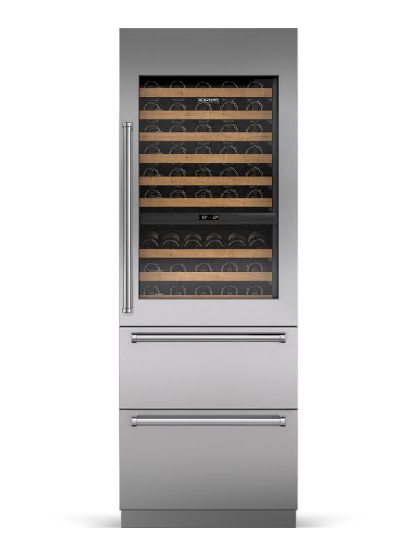 Sub-Zero 30" Designer Wine Storage with Refrigerator Drawers - Panel Ready, model DET3050WRA/R — wine storage specified and installed by iKitchen Cabinetry, view 3