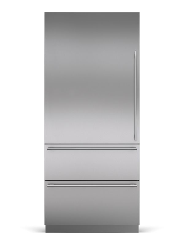 Sub-Zero 36" Designer Over-and-Under Refrigerator Internal Dispenser - Panel Ready, model DET3650RID/L — over-and-under specified and installed by iKitchen Cabinetry, view 2