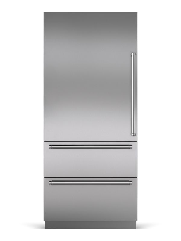 Sub-Zero 36" Designer Over-and-Under Refrigerator Internal Dispenser - Panel Ready, model DET3650RID/L — over-and-under specified and installed by iKitchen Cabinetry, view 3