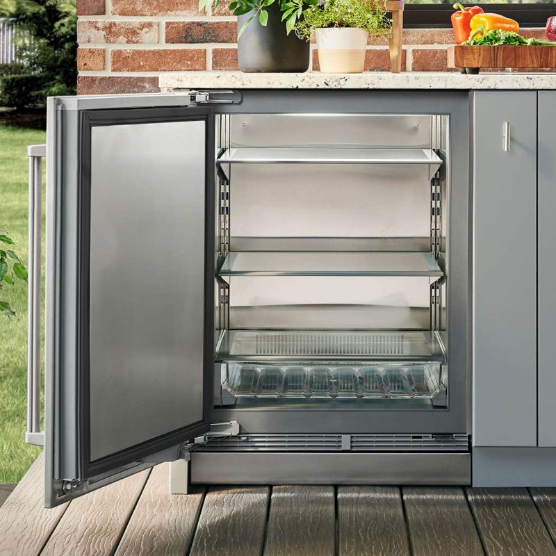 Sub-Zero 24" Outdoor Undercounter Refrigerator – Panel Ready, model DEU2450RO/L — undercounter refrigeration, outdoor refrigeration specified and installed by iKitchen Cabinetry, view 2