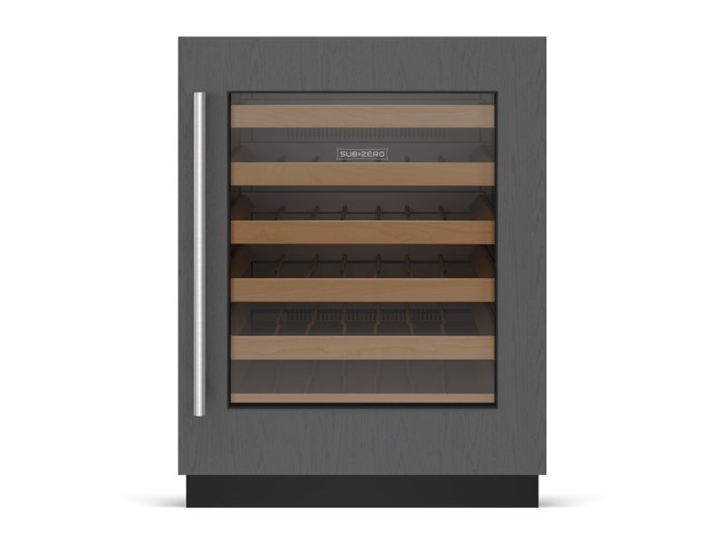 Sub-Zero 24" Designer Undercounter ADA Height Wine Storage - Panel Ready, model DEU2450W/ADA/R — wine storage, undercounter refrigeration specified and installed by iKitchen Cabinetry