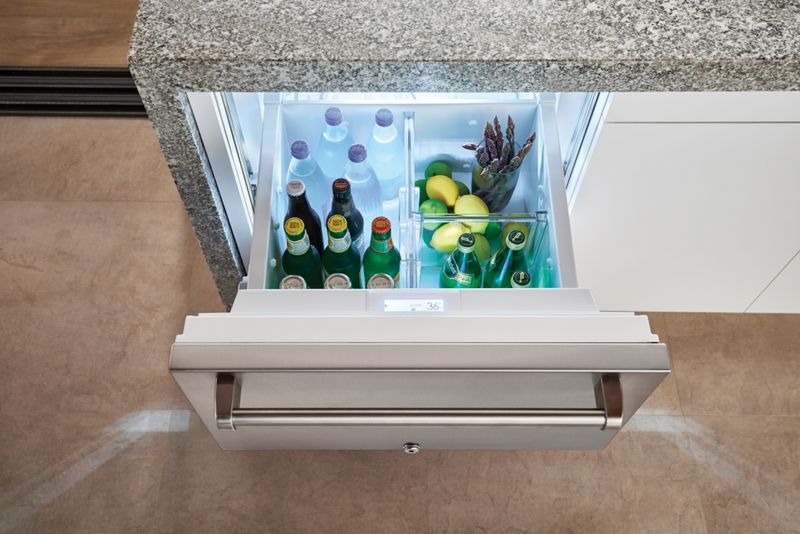 Sub-Zero 24" Designer Outdoor Refrigerator Drawers - Panel Ready, model ID-24RO — outdoor refrigeration, designer drawers specified and installed by iKitchen Cabinetry, view 3