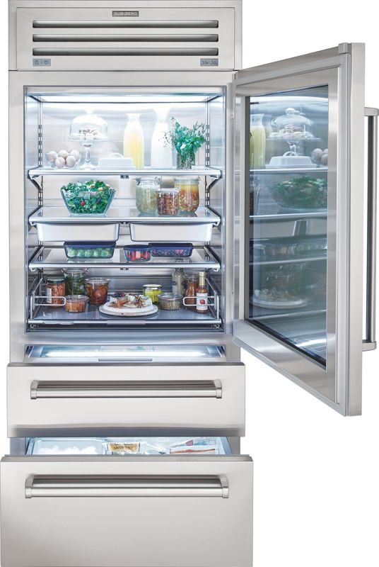Sub-Zero 36" PRO Refrigerator/Freezer, model PRO3650/RH — over-and-under specified and installed by iKitchen Cabinetry, view 4