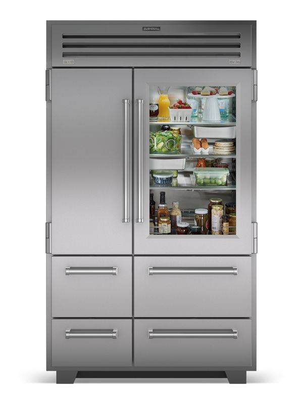 Sub-Zero 48" PRO Refrigerator/Freezer with Glass Door, model PRO4850A — side-by-side specified and installed by iKitchen Cabinetry