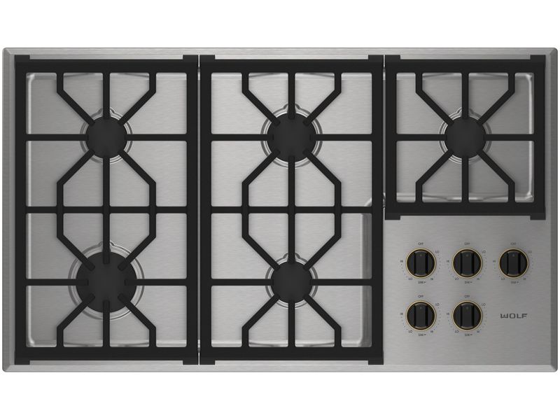 Wolf 36" Professional Gas Cooktop - 5 Burners, model CG365P/S — cooktops & rangetops & modules specified and installed by iKitchen Cabinetry, view 5
