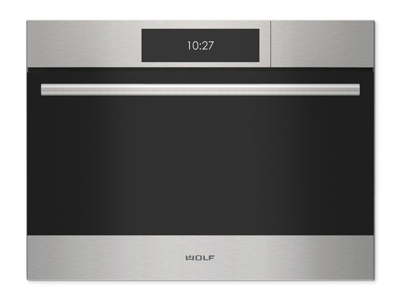 Wolf 24" E Series Transitional Convection Steam Oven - Plumbed, model CSOP2450TE/S/T — built-in ovens specified and installed by iKitchen Cabinetry