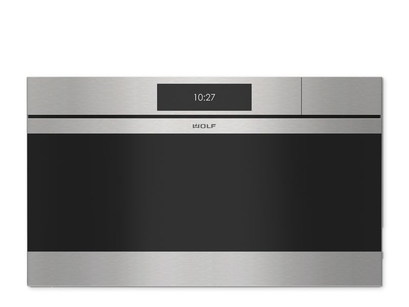 Wolf 30" M Series Contemporary Stainless Steel Handleless Convection Steam Oven - Plumbed, model CSOP3050CM/S — built-in ovens specified and installed by iKitchen Cabinetry