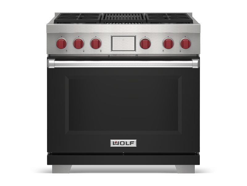 Wolf 36" Dual Fuel Range - 4 Burners and Infrared Griddle, model DF36450G/S/P — ranges specified and installed by iKitchen Cabinetry, view 4