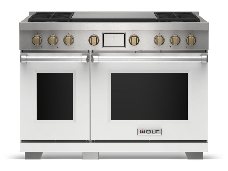 Wolf 48" Dual Fuel Range - 4 Burners and Infrared Dual Griddle, model DF48450DG/S/P — ranges specified and installed by iKitchen Cabinetry, view 3
