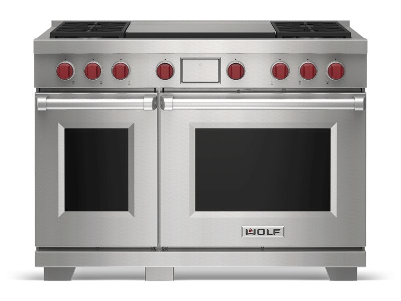 Wolf 48" Dual Fuel Range - 4 Burners and Infrared Dual Griddle, model DF48450DG/S/P — ranges specified and installed by iKitchen Cabinetry, view 4