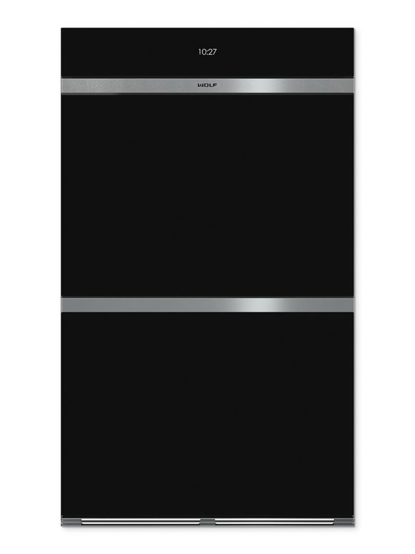 Wolf 30" M Series Contemporary Built-In Double Oven, model DO3050CM/B — built-in ovens specified and installed by iKitchen Cabinetry