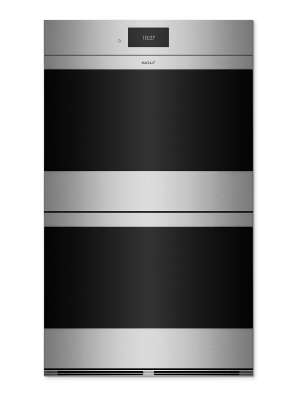 Wolf 30" M Series Contemporary Stainless Steel Built-In Double Oven, model DO3050CM/S — built-in ovens specified and installed by iKitchen Cabinetry