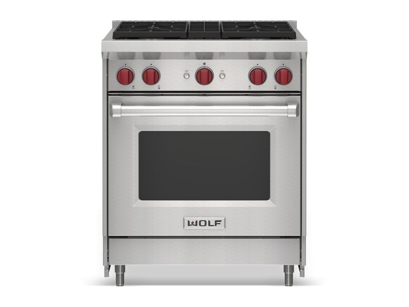 Wolf Gas Range, model GR — ranges specified and installed by iKitchen Cabinetry