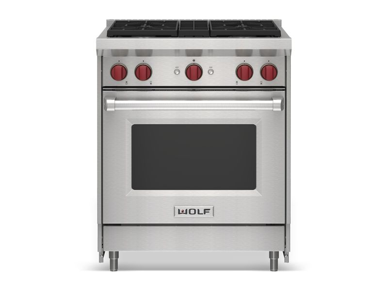Wolf 30" Gas Range, model GR304 — ranges specified and installed by iKitchen Cabinetry