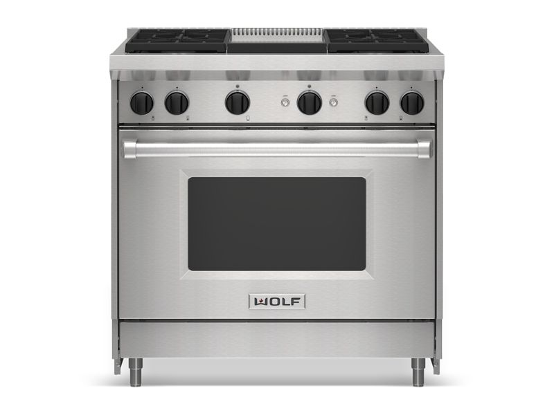 Wolf 36" Gas Range - 4 Burners and Infrared Griddle, model GR364G — ranges specified and installed by iKitchen Cabinetry, view 4