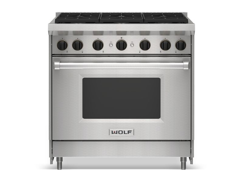 Wolf 36" Gas Range - 6 Burners, model GR366 — ranges specified and installed by iKitchen Cabinetry