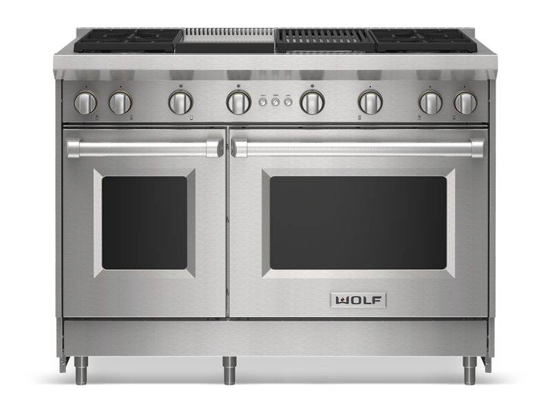 Wolf 48" Gas Range - 4 Burners, Infrared Charbroiler and Infrared Griddle, model GR484CG-LP — ranges specified and installed by iKitchen Cabinetry, view 5