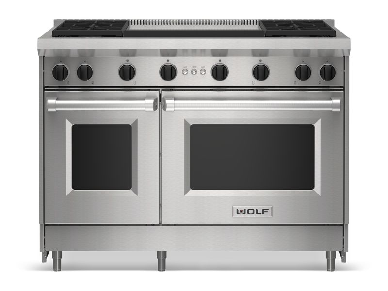 Wolf 48" Gas Range - 4 Burners and Infrared Dual Griddle, model GR484DG — ranges specified and installed by iKitchen Cabinetry, view 3