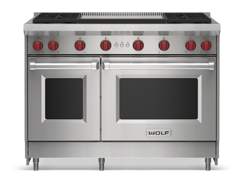 Wolf 48" Gas Range - 4 Burners and Infrared Dual Griddle, model GR484DG — ranges specified and installed by iKitchen Cabinetry, view 4