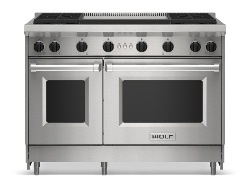 Wolf 48" Gas Range - 4 Burners and Infrared Dual Griddle, model GR484DG — ranges specified and installed by iKitchen Cabinetry, view 5