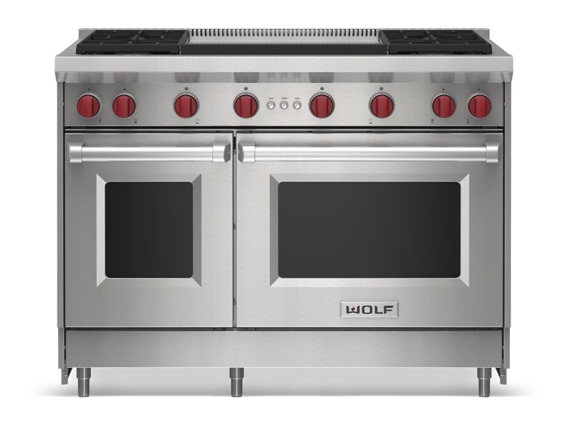Wolf 48" Gas Range - 4 Burners and Infrared Dual Griddle, model GR484DG — ranges specified and installed by iKitchen Cabinetry, view 6